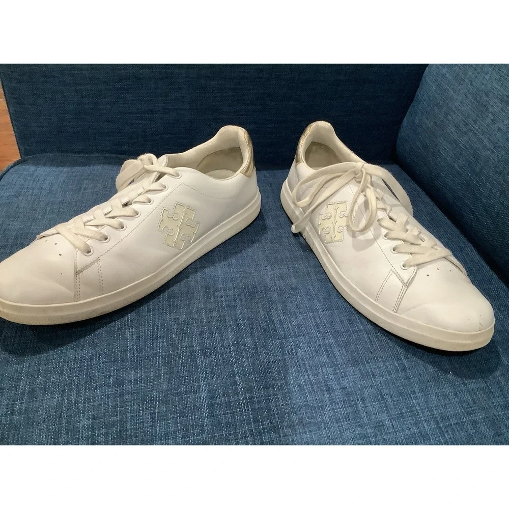 New TORY BURCH DOUBLE T HOWELL COURT SNEAKER WHITE SIZE 13 M